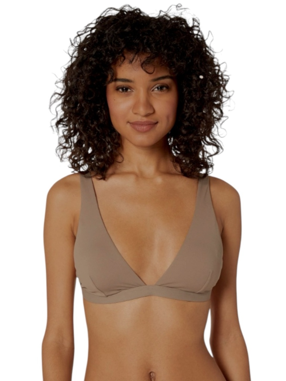 NWT Skin The Rosie Triangle Bikini Top Taupe Size S Tie Back Swim Minimalist